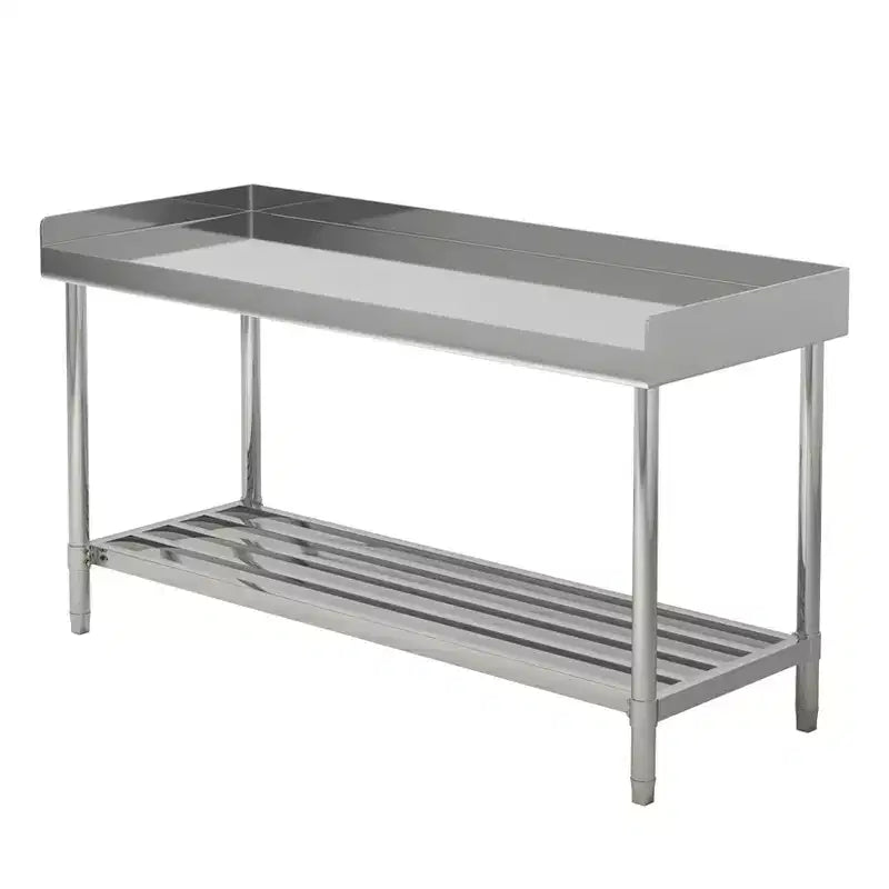 Table de travail en acier inoxydable 24x48 avec dosseret, table de préparation alimentaire commerciale robuste avec étagère inférieure réglable