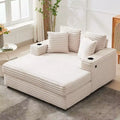 Oversized Chaise Lounge Chair Indoor, Corduroy Lounge Sofa, Cup Holders & Throw Pillows, for Home, Bedroom, Office