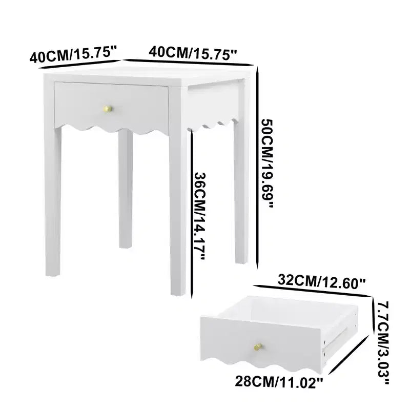 Table de chevet blanche ludique
