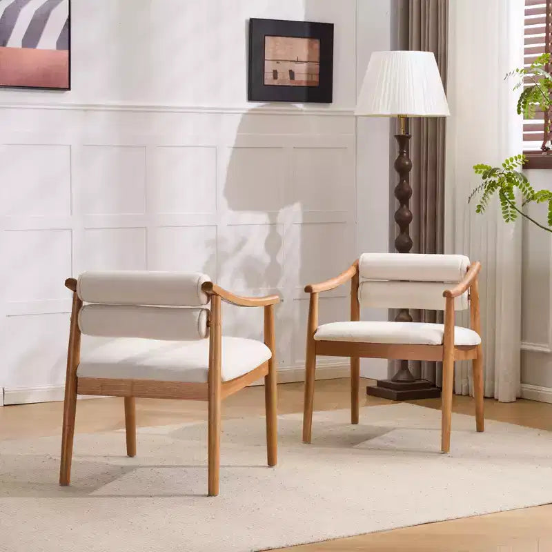 Chaises de salle à manger d'extérieur modernes en bois d'hévéa rembourrées avec coussins