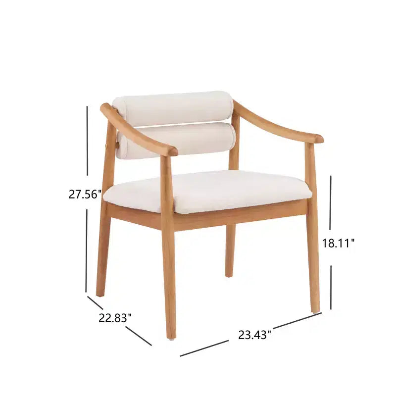 Chaises de salle à manger d'extérieur modernes en bois d'hévéa rembourrées avec coussins