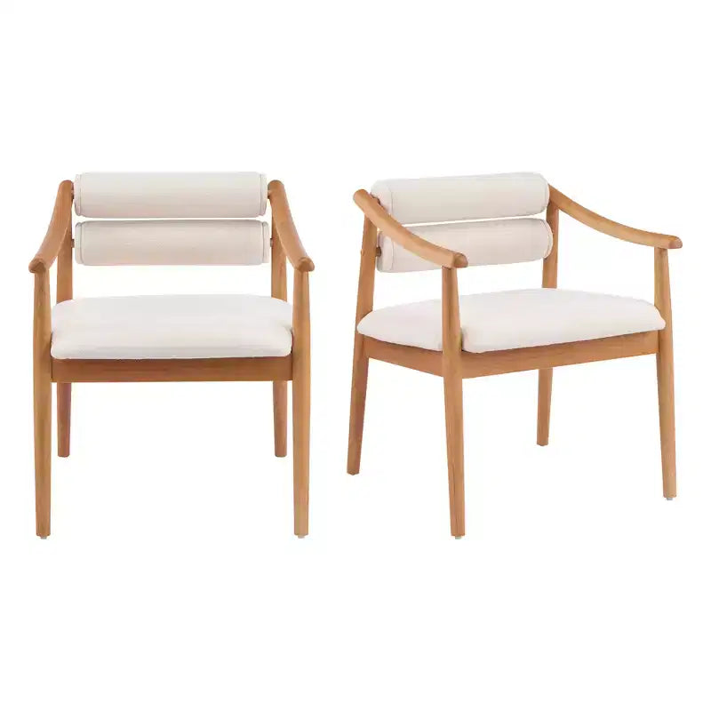 Chaises de salle à manger d'extérieur modernes en bois d'hévéa rembourrées avec coussins