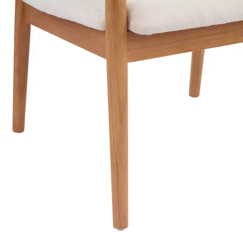 Chaises de salle à manger d'extérieur modernes en bois d'hévéa rembourrées avec coussins