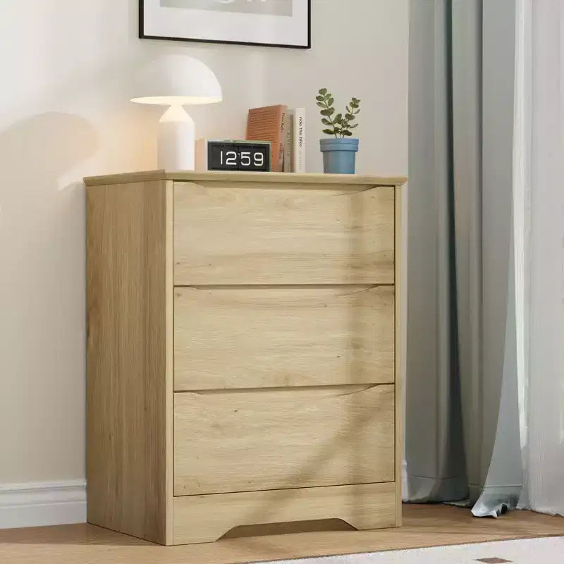 Wooden 3-Drawer Dresser, Tall Modern Storage Closet with Deep Drawers, Wide Top Chest of Drawers for Bedroom, Living Room, Hallway & Kids Room