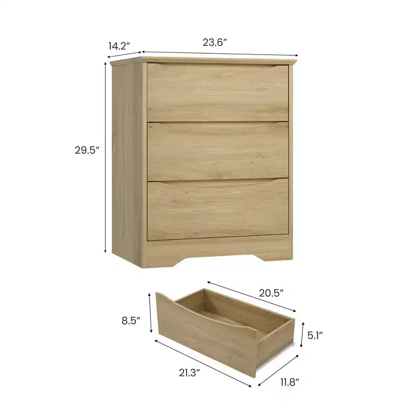 Commode en bois à 3 tiroirs, armoire de rangement moderne et haute avec tiroirs profonds, commode large pour chambre à coucher, salon, couloir et chambre d'enfant