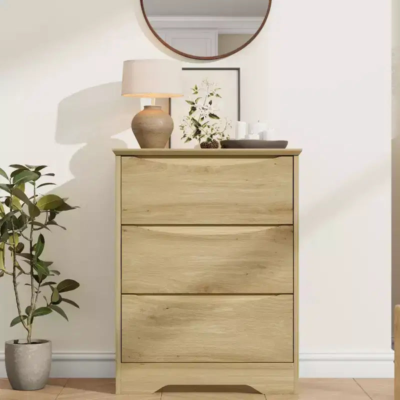 Commode en bois à 3 tiroirs, armoire de rangement moderne et haute avec tiroirs profonds, commode large pour chambre à coucher, salon, couloir et chambre d'enfant