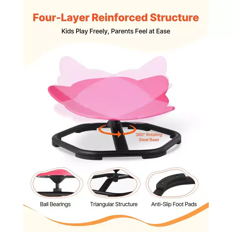 Chaise pivotante pour enfants, capacité de 100 kg, chaise tournante sensorielle en forme d'éléphant avec base métallique antidérapante, siège tournant pour tout-petit, rouge