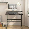 COZONY Height-Adjustable Standing Desk with Wheels, Mobile Sit-Stand Laptop Table with Tilting Top