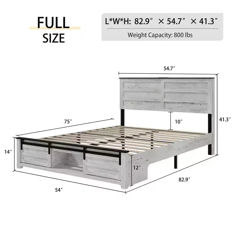 Lit plateforme double/grand avec tête de lit capitonnée de rangement
